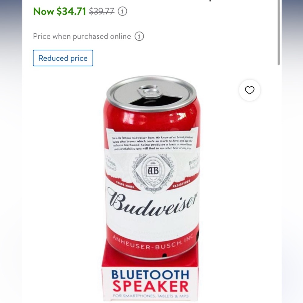 Budweiser Can Bluetooth Speaker- NWT